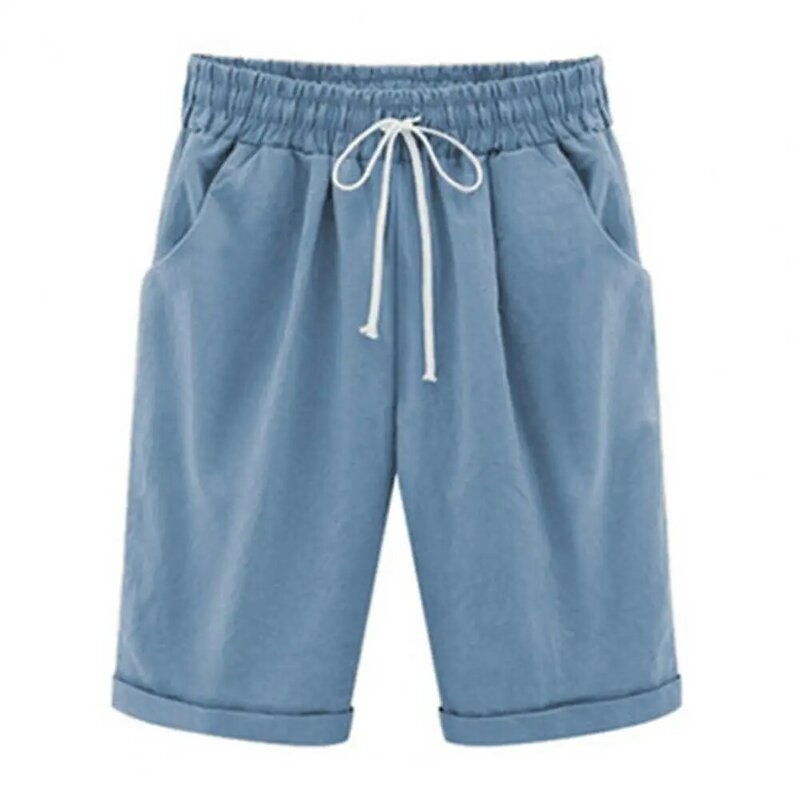 Bolsos de cordão feminino Shorts, monocromático, simples, calça casual, drop shipping, novo