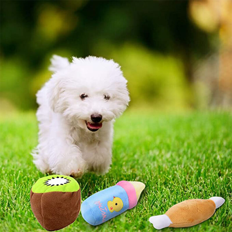 Puppy Dog Plush Squeaky Toys for Small Medium Dogs Bone Aggressive Chewers for Pet Cat Products Puppy Accessories