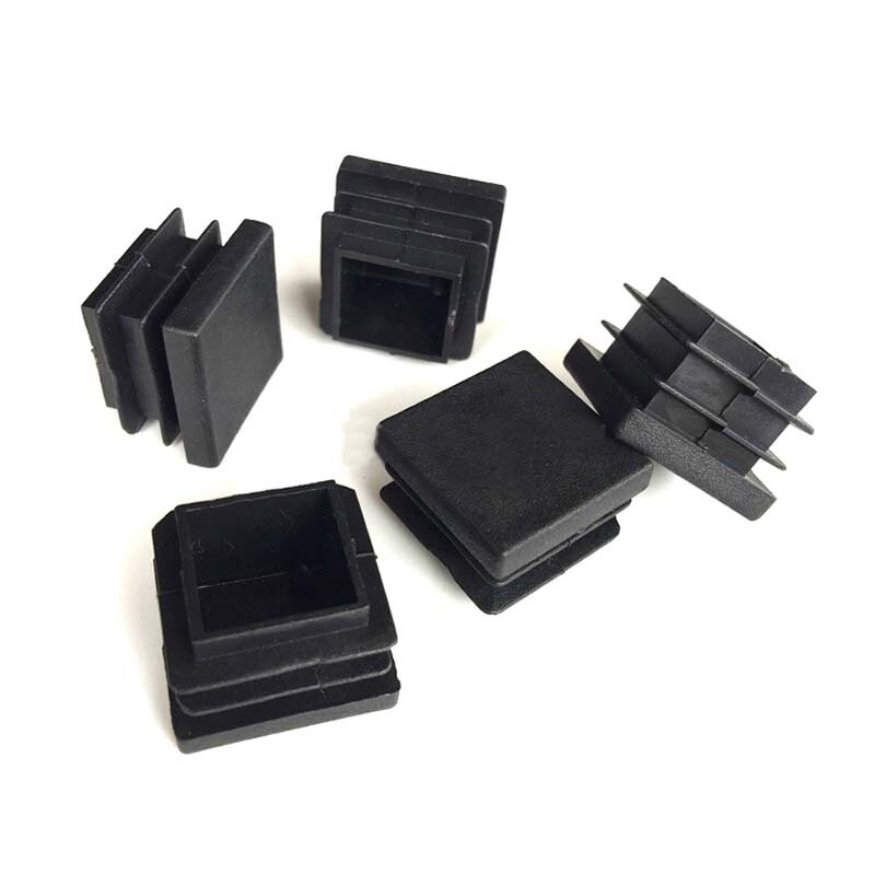 2/4/10 pces quadrado plástico preto blanking tampa de extremidade tampas tubo tubo inserção plug bung diy ferramentas 10x10mm 15x15 20x20 30x30 120120x120mm
