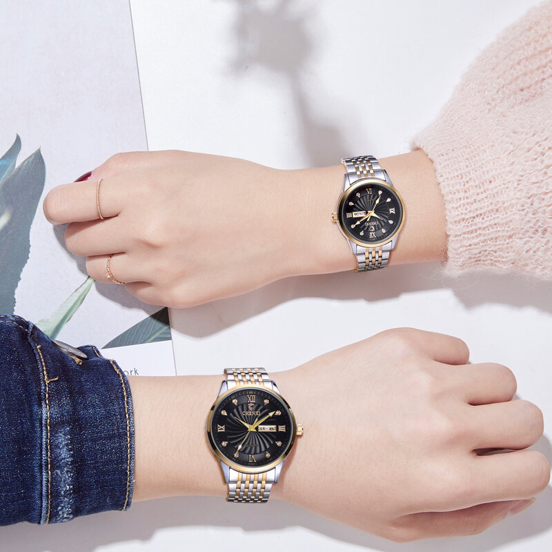 Chenxi นาฬิกาข้อมือควอตซ์สำหรับผู้หญิงหรือผู้ชาย, นาฬิกาควอตซ์ Jam Tangan pasangan ใหม่เอี่ยม8212a ผู้หญิงกันน้ำ
