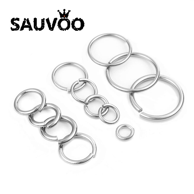 Conector de Aço Inoxidável Split Ring, Acessórios para Fazer Jóias, DIY Jump Ring, Colar e Pulseira, 12mm, 15mm, 20mm, 25mm, 30mm