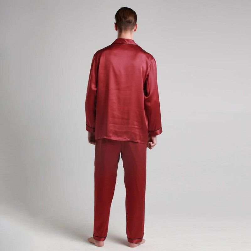 Пижамный комплект LILYSILK мужской, из 100 шелка, 22 Момми, роскошная натуральная одежда с контрастной отделкой, бесплатная доставка