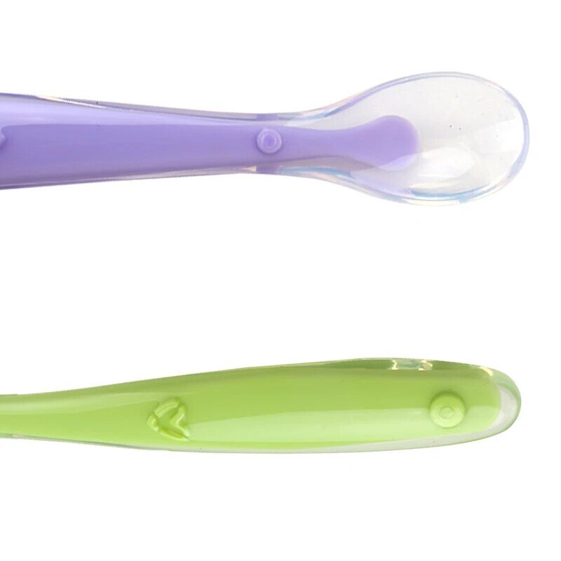 Cucchiaio per alimenti in Silicone morbido per bambini stoviglie stoviglie colore caramelle sensore di temperatura cucchiaio utensili cibo per bambini strumento per l'alimentazione del bambino