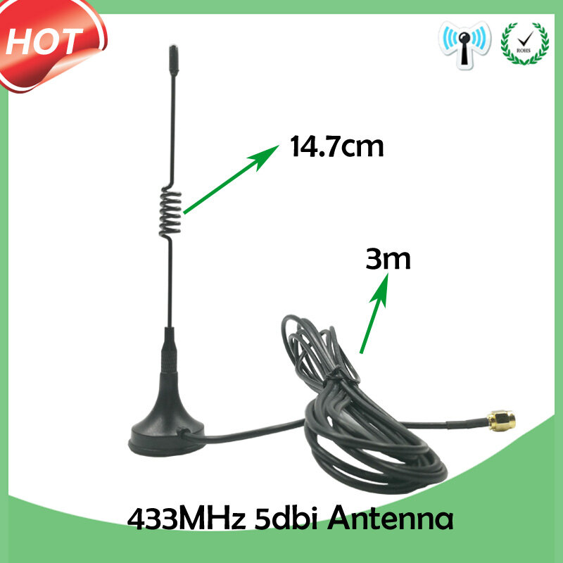 Impulsionador do sinal da antena do carro, repetidor sem fio, base magnética, IOT, conector de LTE, conector macho, 12dbi, 5dbi, 433mhz, 698 ~ 2690MHz