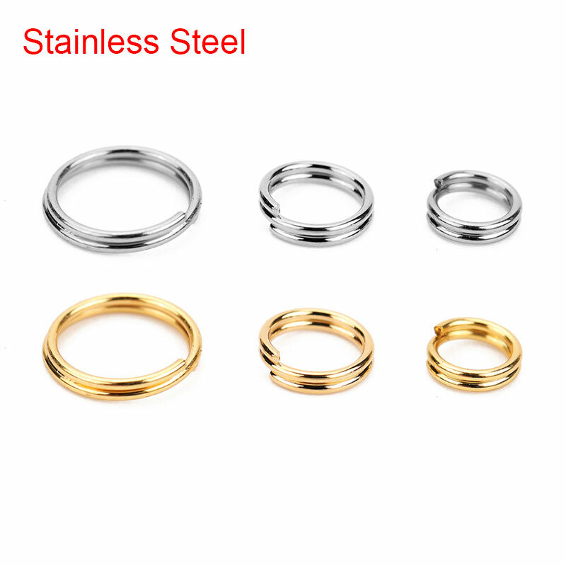 100Pcs แหวนสแตนเลสสตีลจำนวนมาก6 8 10มม.สีคู่แหวนแยกแหวนสำหรับ Diy เครื่องประดับทำอุปกรณ์