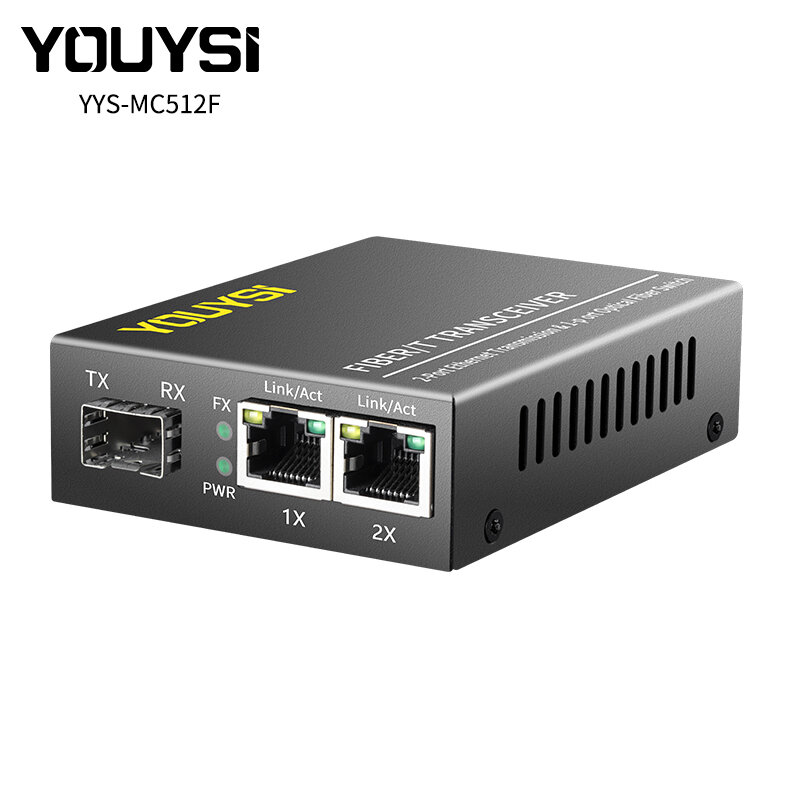 Convertisseur de médias de fibre YYS-MC512F de YOUYSI 2port 1000M au convertisseur RJ45 de médias de gigabit gaspille le convertisseur d'Ethernet Transcsec
