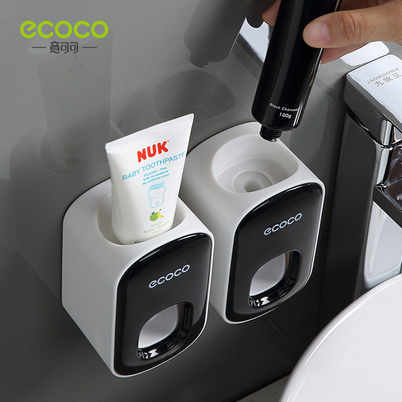Ecoco-自動歯磨き粉ディスペンサー,バスルーム用ウォールマウント,防水歯ブラシホルダー