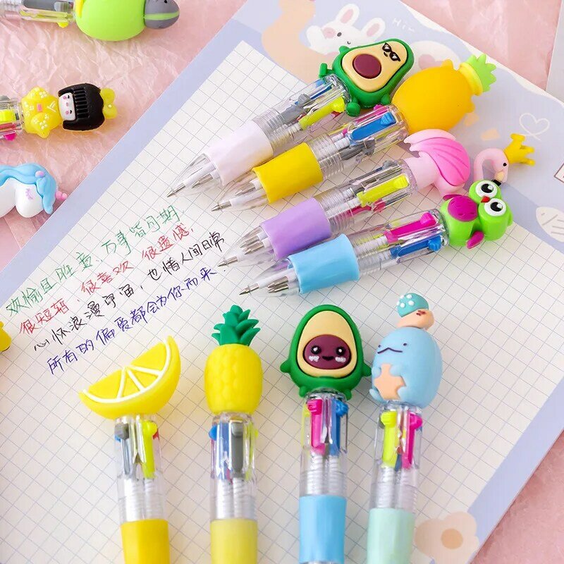20Pcs/Lot Cute Cartoon 4 Color Mini Ballpoint Pen Kawaii Unicorn Flamingo Retractable Pen Stationery Gift School Office Supplies