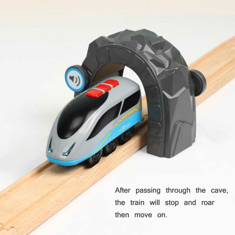 Wireless Induction Car Sound Light Electric Vehicle Wooden Train Track Accessories Set Toys For Children Gift