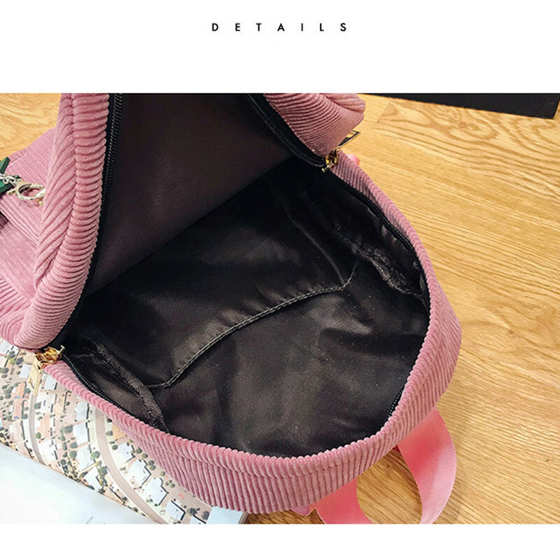 Модный вельветовый рюкзак, стильная мягкая ткань, Женская однотонная Студенческая сумка, школьная винтажная Женская Полосатая дорожная су...