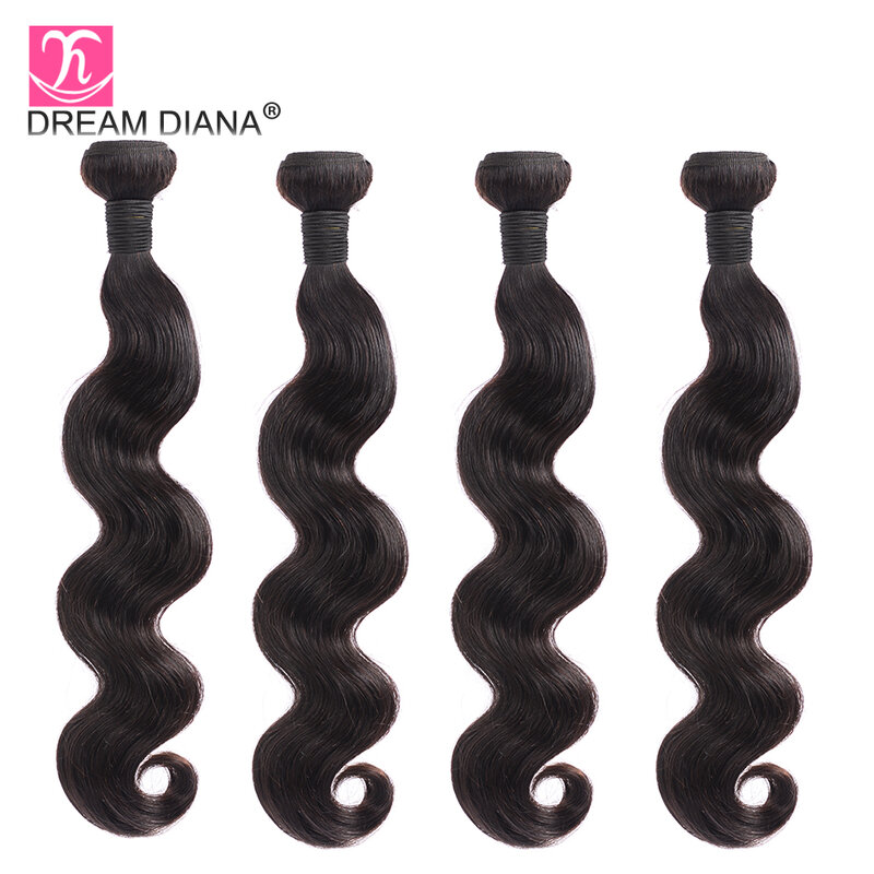 DreamDiana Remy Body Wave 4 Bundles Deal fasci di tessuto brasiliano per capelli 8 "-30" tessitura 100% estensioni dei capelli umani consegna espressa