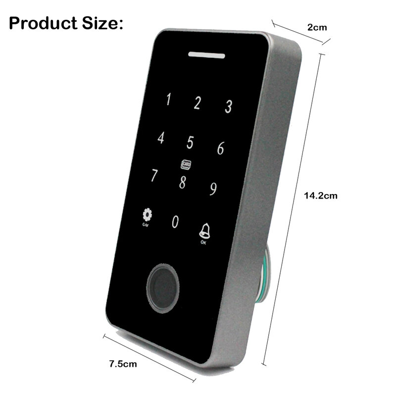 NFC Bluetooth Tuya App com Backlight Touch, Chaves RFID, Controle de Acesso, Teclado, Abridor de Bloqueio, IP66 Impermeável, Saída, 13.56Mhz