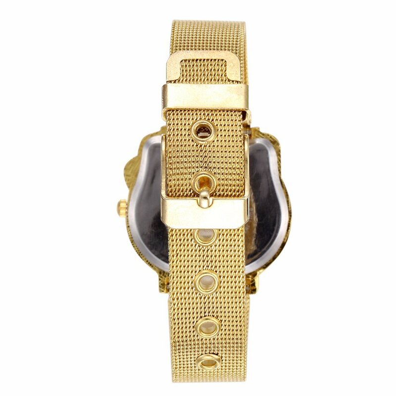 Zegarek damski luksusowa moda Lady Girl srebrny pasek ze stali nierdzewnej pasek śliczny zegarek Crystal Hour Gold