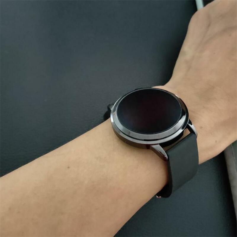 Montre-bracelet ronde LED pour hommes, écran tactile, Silicone, numérique, Sport