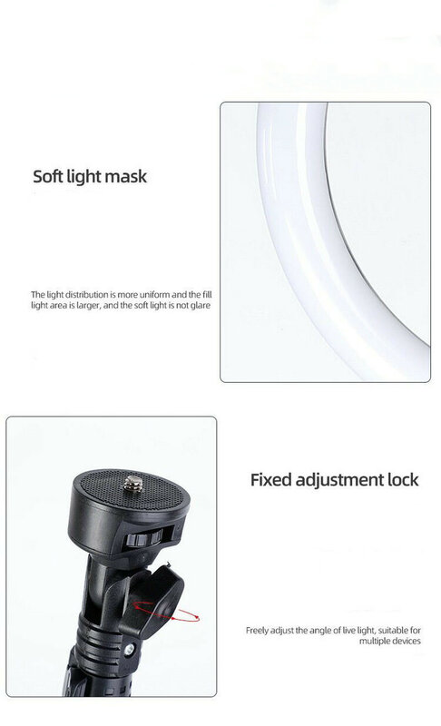 Светодиодная кольцевая лампа, светильник диаметром 10 светодиодный с подставкой 160 см, питанием от USB, для съемки Селфи, Youtube, прямых трансляций, 26 см