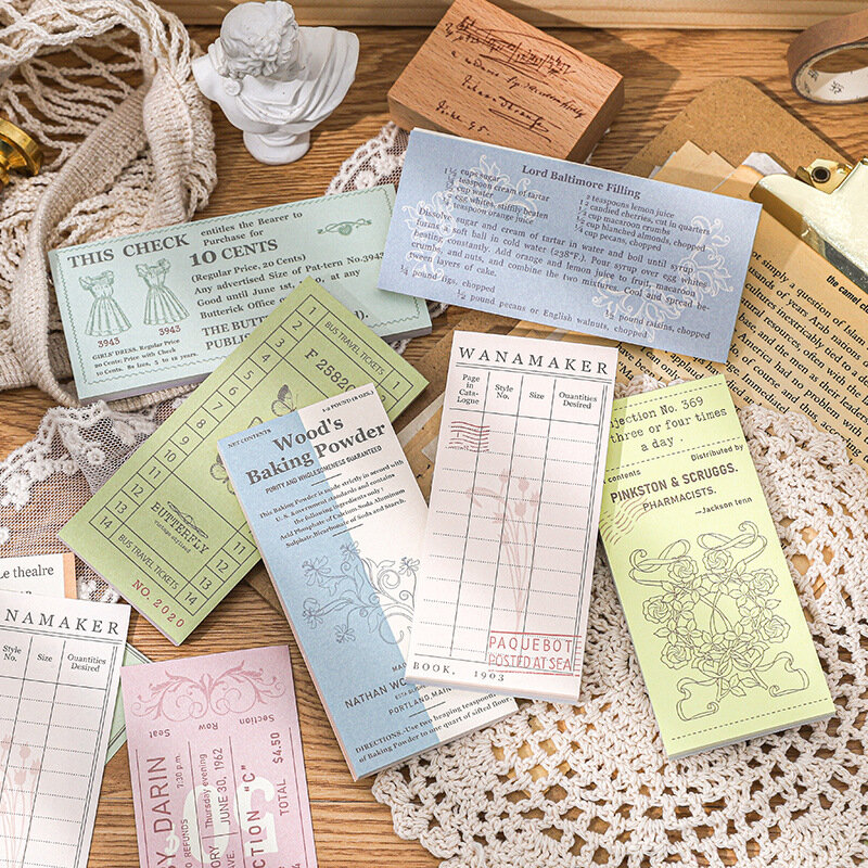 50 hojas/paquete diario Bloc de notas de papelería Retro papel planificador Scrapbooking Vintage bricolaje decoración Material boleto de papel