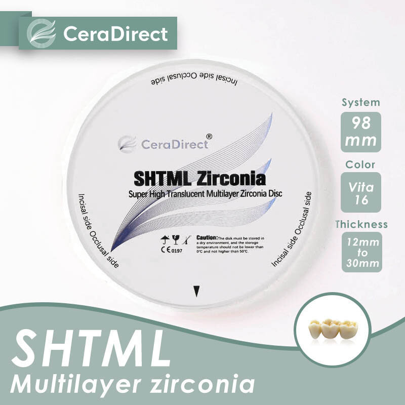 Espessura 12mm do sistema aberto (98mm) da zircônia multicamadas de cerafdirect SHT-ML -- para o cad/cam do laboratório