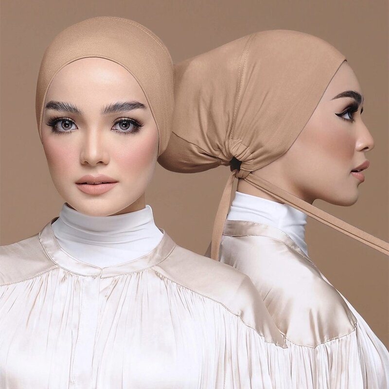 2021มุสลิมด้านใน Hijab หมวกผ้าโพกศีรษะหมวกอิสลามยืด Underscarf Undercap Bonnet Soft Jersey HIjabs Tube Cap Turbante Mujer