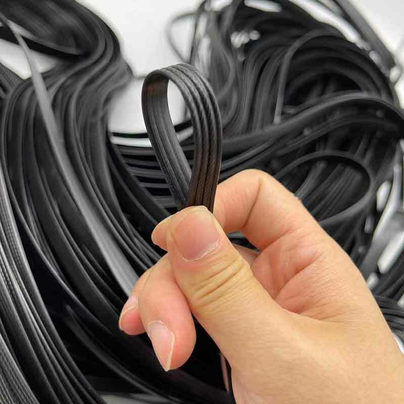 500G70M Black four-wire flat synthetic rattan woven material, used to weave and repair plastic rattan for chairs, tables, hammoc