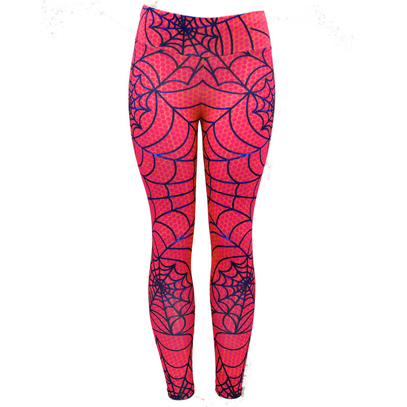 Pantalones deportivos con estampado de tela de araña para mujer, mallas deportivas de cintura alta para yoga, correr, entrenamiento, gimnasio