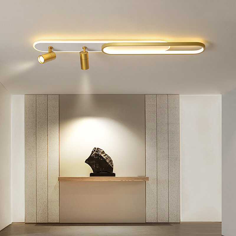 อะคริลิคแถบ Led โคมไฟระย้าสปอตไลท์สำหรับห้องนั่งเล่นห้องนอนไฟตกแต่งสีดำ Gold Luster Kitchen Fixture
