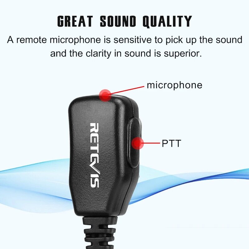 Retevis-Walkie Talkie Headset para Transceptor, auriculares de tubo acústico, microfone PTT para Motorola DP1400, GP2000, CP200, 040, HYT, 10pcs