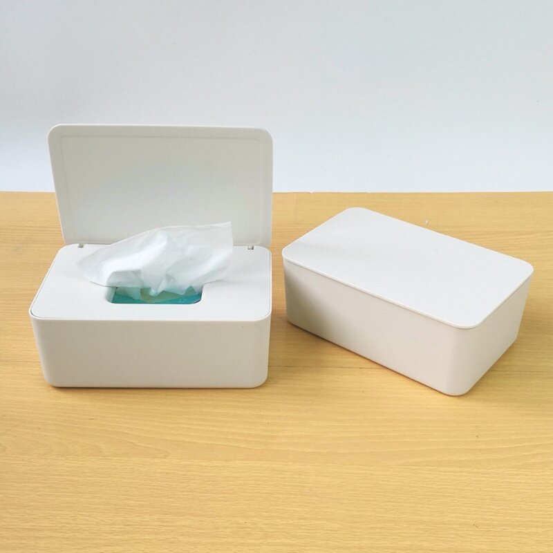 Caja de pañuelos húmedos con sello para escritorio, dispensador de papel, almacenaje de pañuelos, tapa de soporte