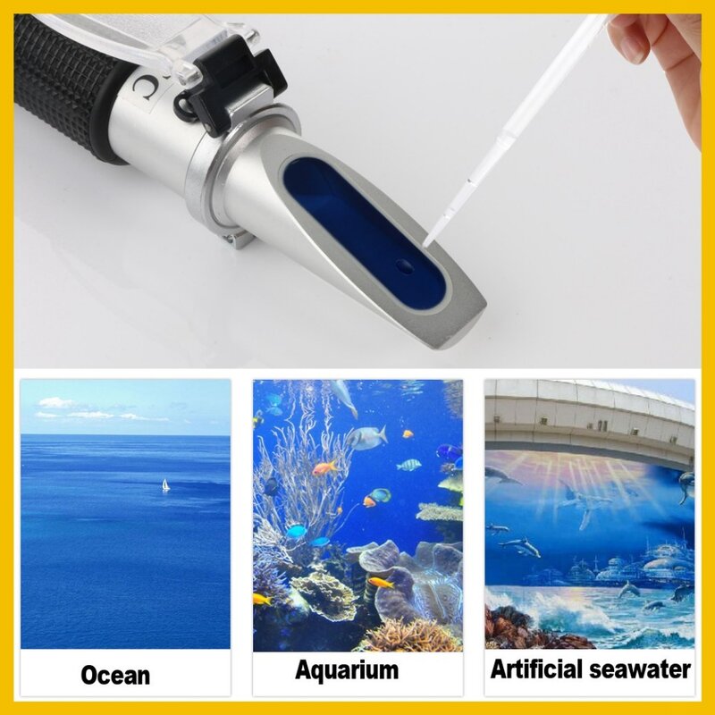 Rz refratômetro metálico, medidor de salinidade do mar, concentração de água salgada, aquário, marímetro de criação, rz118 0 a 100%