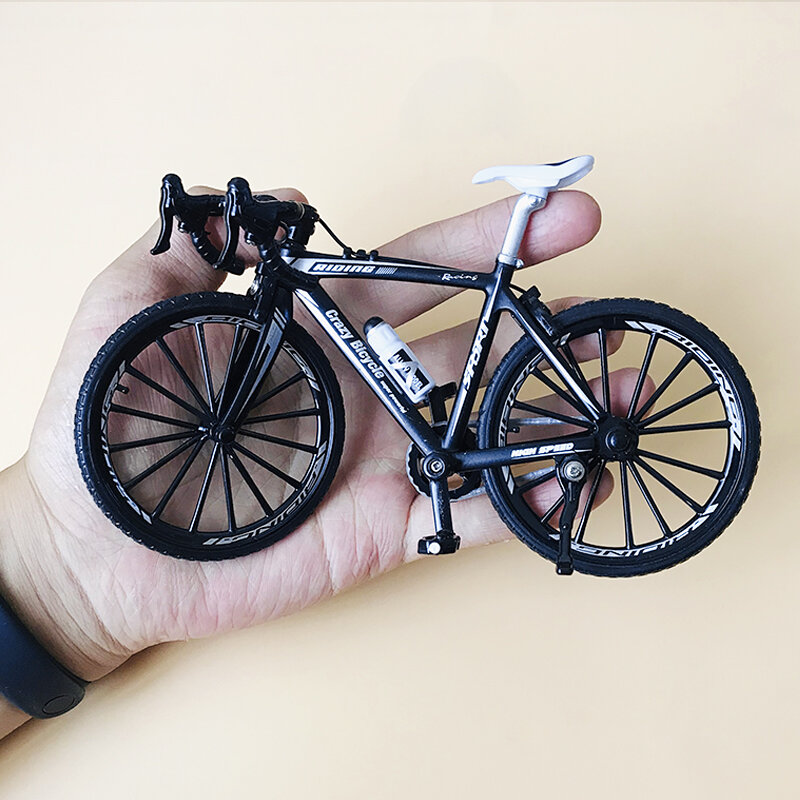 Mini bicicleta de montaña de dedo 1:10, modelo fundido a presión, bicicleta de Metal, juguete de carreras, simulación de carretera curva, juguetes de colección para niños
