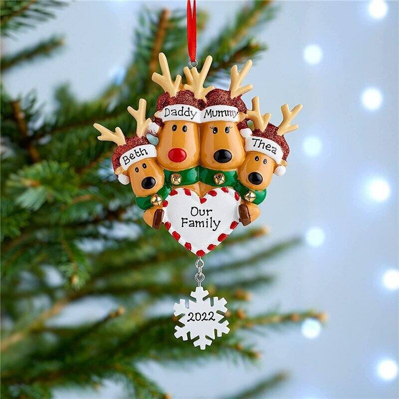 Personalizzato renna famiglia ciondolo natalizio albero di natale appeso ciondolo ornamento decorazione di capodanno per la casa 2022
