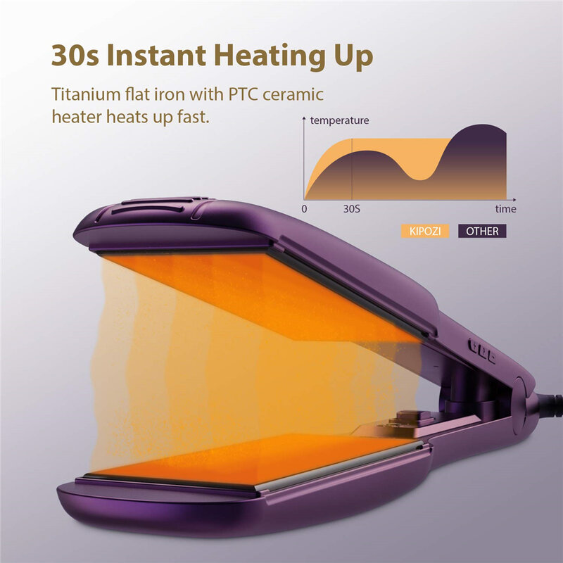 2023 kipozi profissional titanium flat iron alisador de cabelo com display lcd digital dupla tensão aquecimento instantâneo curling ferro
