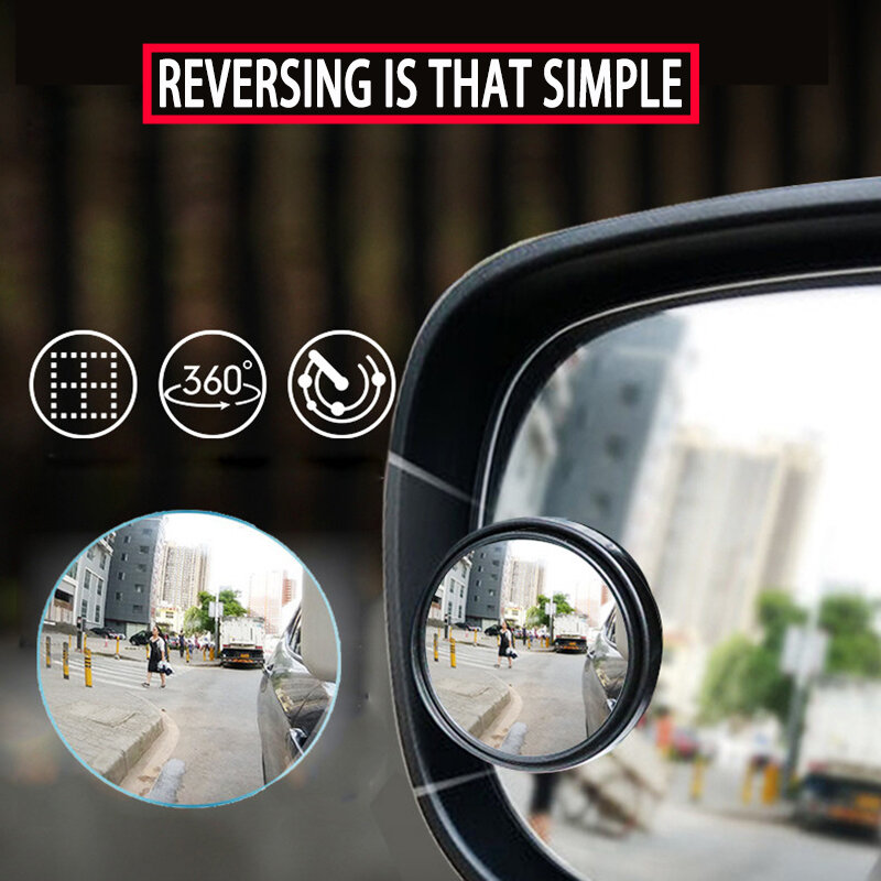 Espejo retrovisor de coche, piezas de automóvil, punto ciego, espejo redondo pequeño, HD, punto ciego, espejo giratorio de 360 grados