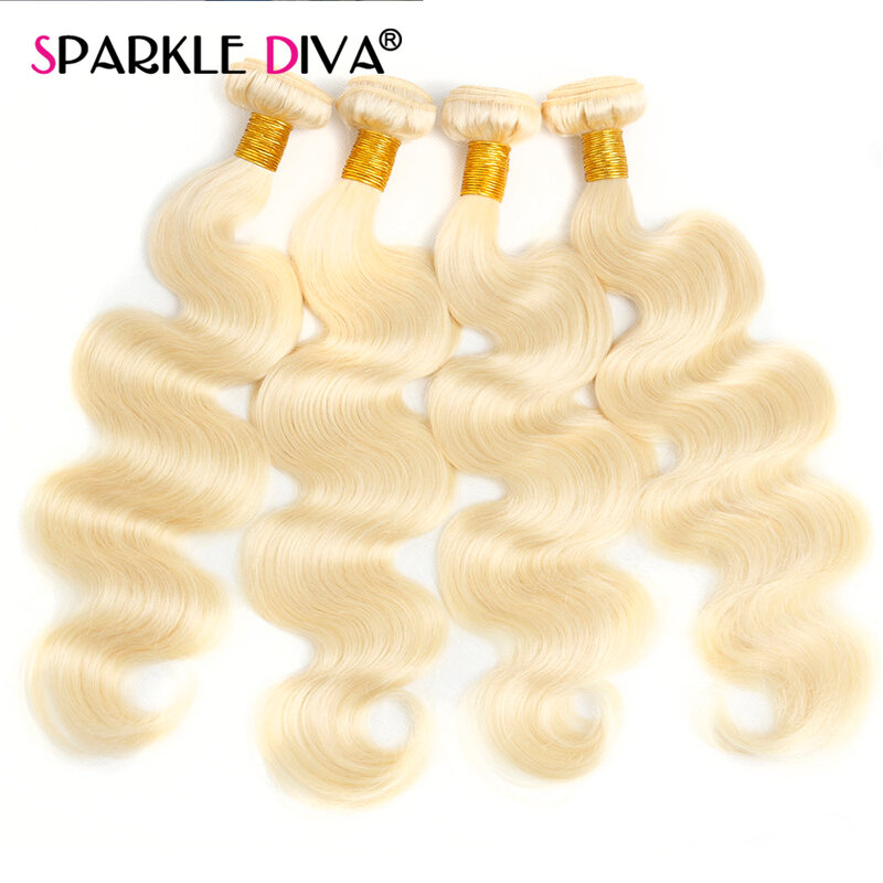 Tissage en lot brésilien naturel Remy Body Wave, blond 613, 10-32 pouces, Extension de cheveux