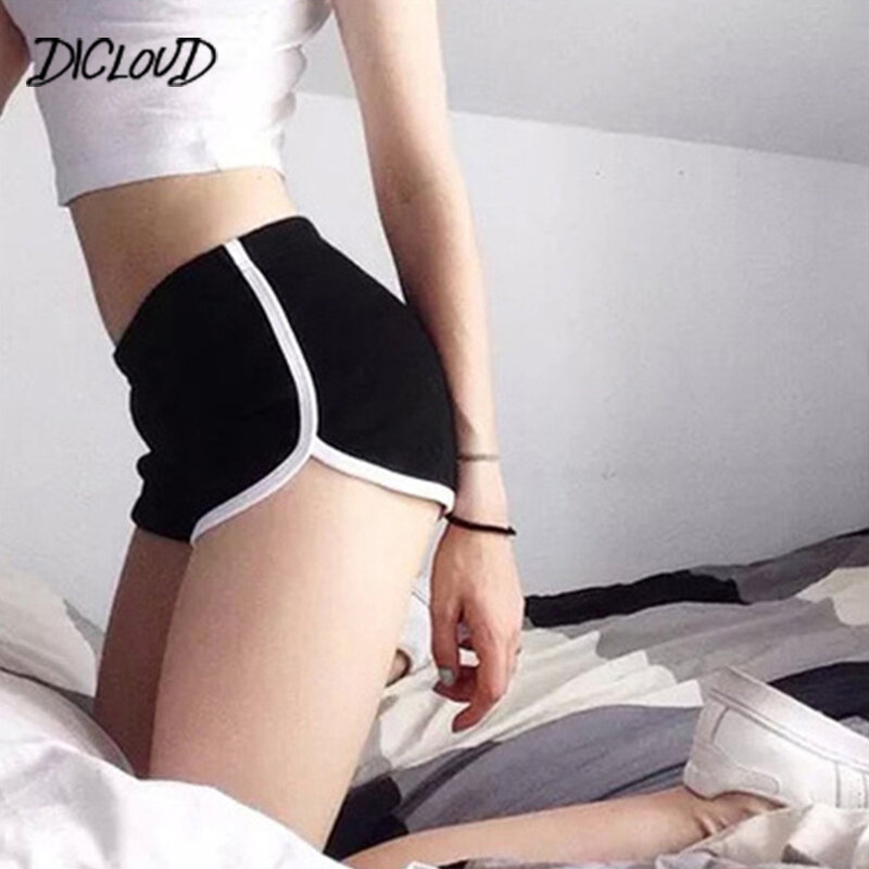 Dicloud-shorts casuais para mulheres, cintura alta, preto e branco, harajuku, roupas de praia, sexy, moda, 2024