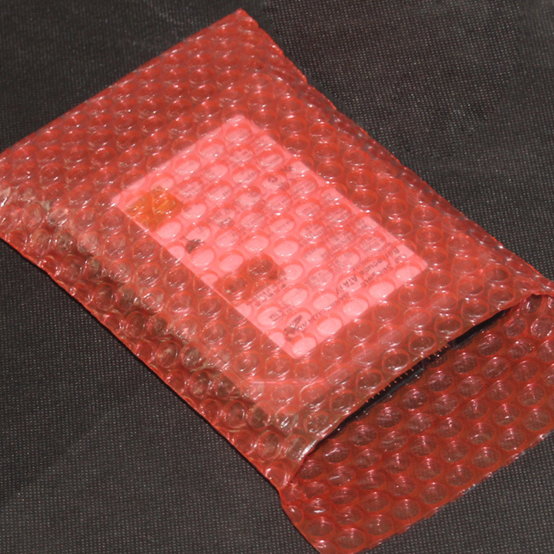 Sobres de plástico rojo de 10x15cm, bolsas de burbujas antiestáticas, PE, transparente, a prueba de golpes, doble película, 50 Uds.