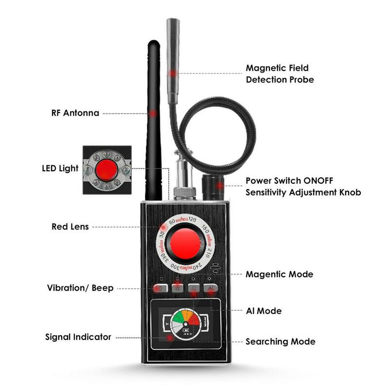 K88 اللاسلكية RF مستكشف إشارة علة GSM لتحديد المواقع المقتفي كاميرا صغيرة مكتشف كاميرا الأشعة تحت الحمراء المسح AI الاستعداد التلقائي الكشف