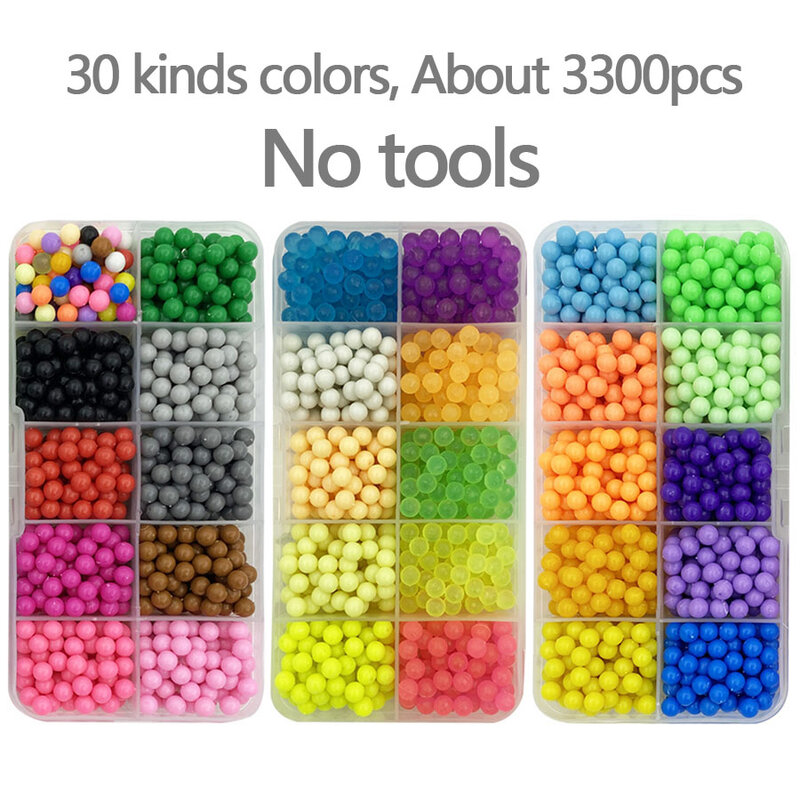 Refill Hama Beads Puzzle Magic beads DIY Water Spray Beads tool Pegboard Ball Games 3D Handmade Toys for girls Children