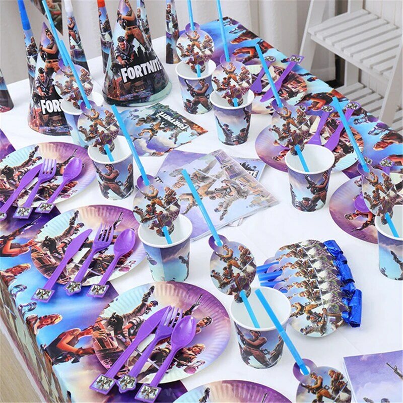 Fortnite Birthday Party Decoration Toys Set Supplies Tableware Party Dining Table Toy Game Periphery Figure Model Toy Child Gift