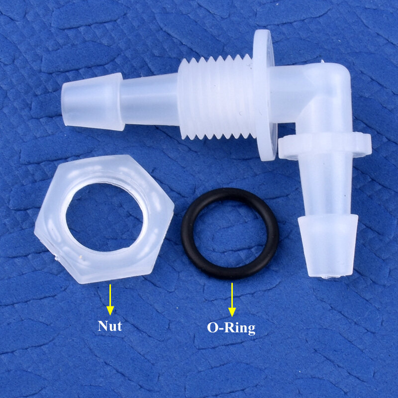 5~200pcs M6~G1/2 To 2.4-11.1mm PP Pagoda Elbow Connector+Nut O-Ring Irrigation Aquarium Tank Adapter Irrigation Water Hose Joint