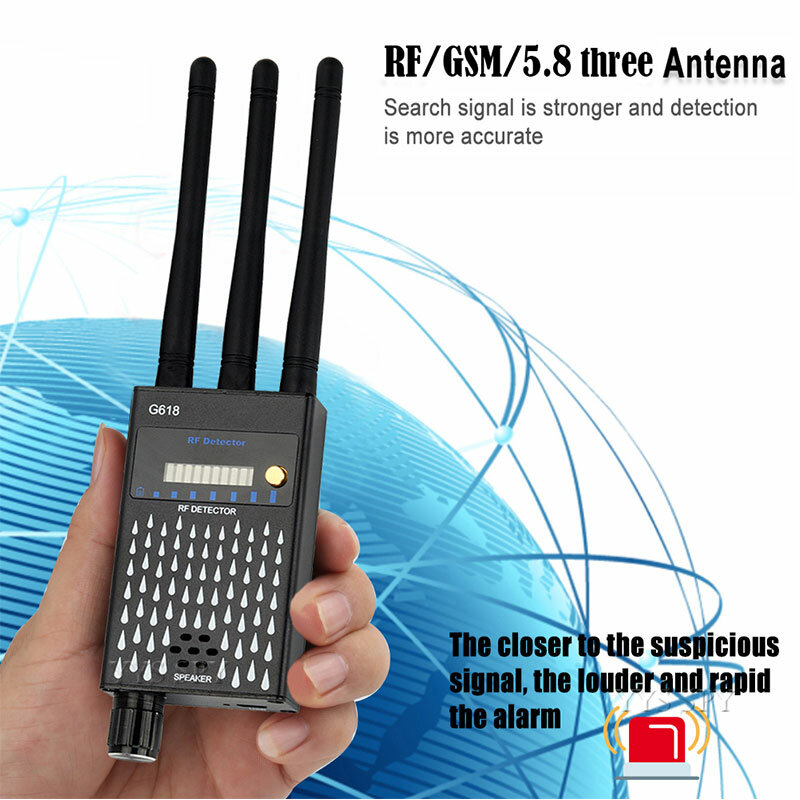 Professionele G618 Detector 3 Antenne Anti Spy Rf Cdma Signaal Finder Voor Gsm Bug Gps Tracker Draadloze Verborgen Camera Afluisteren