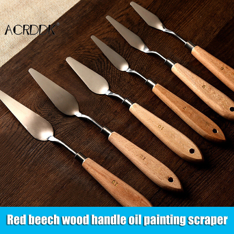 Nóż paletowy malowanie szpatułka ze stali nierdzewnej nóż paletowy farba olejna noże metalowe rękojeść z drewna FL