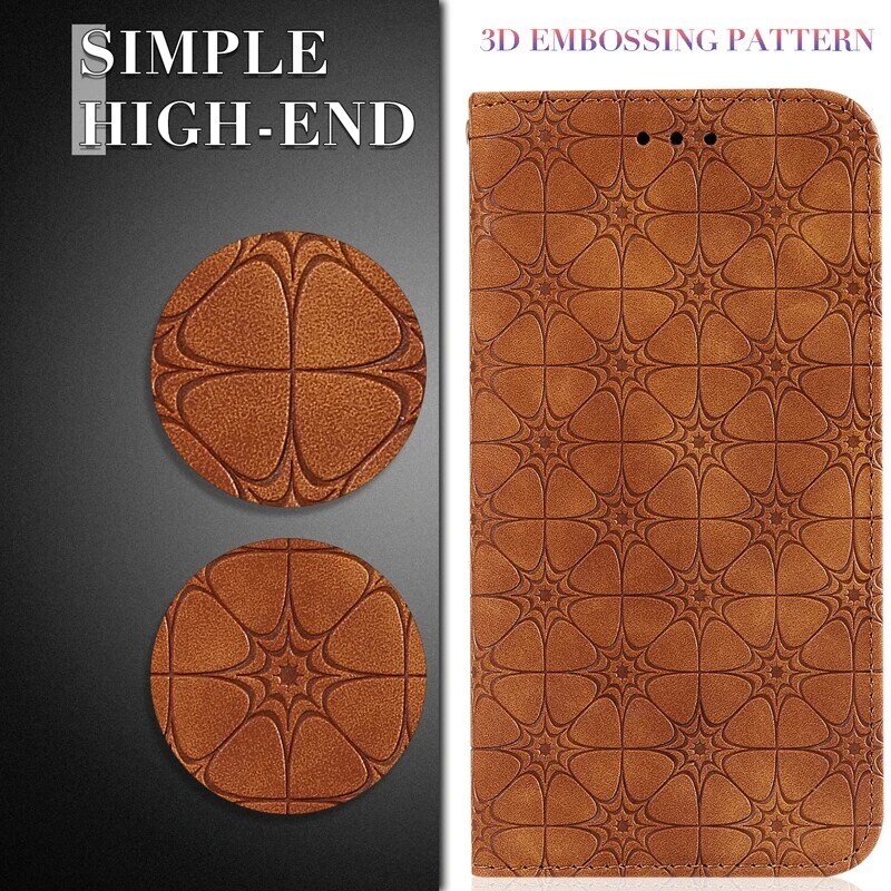 Luxury Lucky Flower 3D Emboss PU Leather Case Flip Wallet Soft Phone Silicone Cover for Samsung Galaxy M21 M31 A21S M30S A11 M11