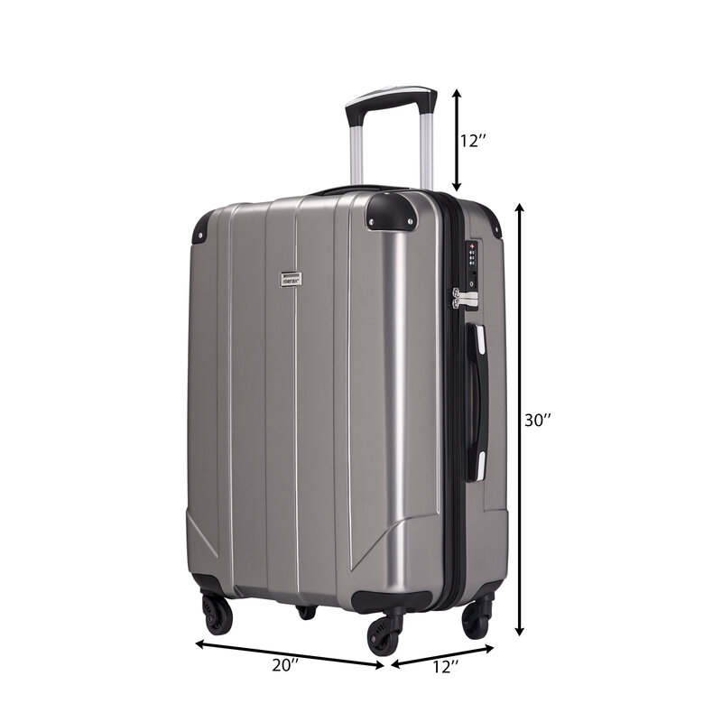 スピナー荷物tsa-in内蔵したと保護コーナー、p.e.t軽量持ち込み20 "24" 28 "スーツケース (28インチ、グレー)