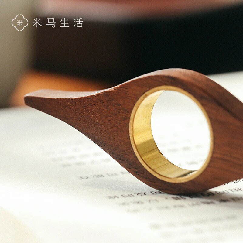 Pemegang halaman hitam Walnut satu tangan cincin baca cocok untuk membaca cepat buku kayu tanda membaca alat hadiah untuk membaca kekasih