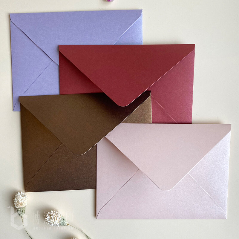 4pcs/set Pearl Paper Solid Color Envelopes For Invitations Wedding Invitation Envelope Set 14cm X19cm