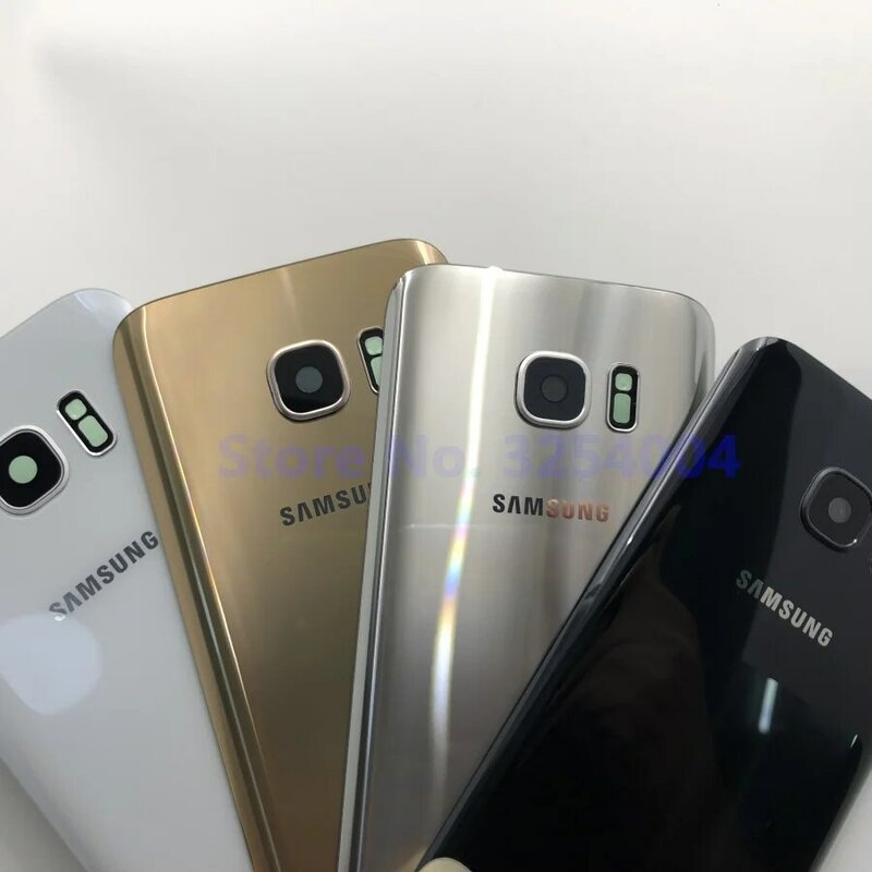 Для Samsung Galaxy S7 Edge G935 S7 G930 задняя крышка для аккумулятора запасные части для корпуса двери + стеклянная рамка для объектива ушной камеры