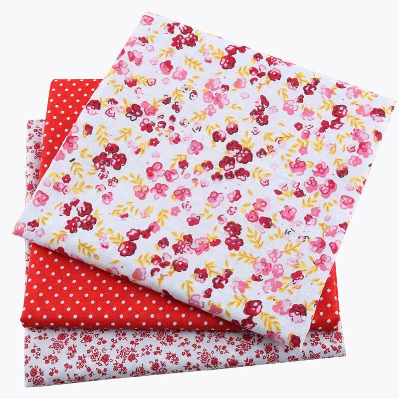 7pcs Red Cotton Patchwork Fabric Bundle For DIY Sewing Textiles Tilda Doll Cloth Quilting Tissue 50cmx50cm
