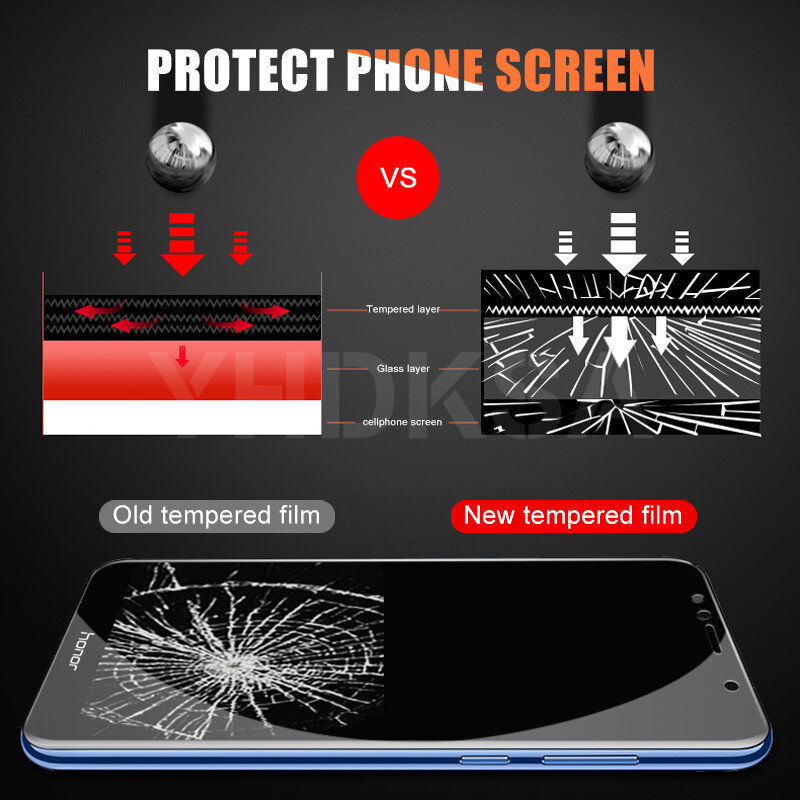 Protecteur d'écran 9H, couverture complète en verre trempé pour Huawei Honor 8X 8A 8C 8S 7A 7C 7X 7S 9X 9A 9C 9S