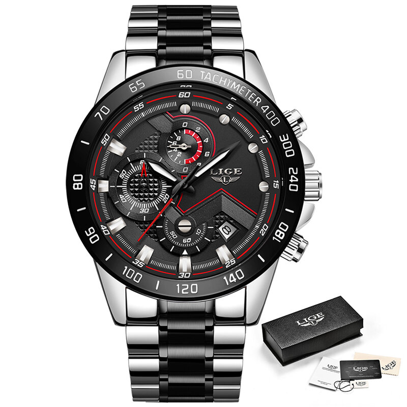 LIGE Fashion Men's Watches Top Brand Luxury Multifunction Watch Men Waterproof Date Clock Sport Quartz Watches Relogio Masculino