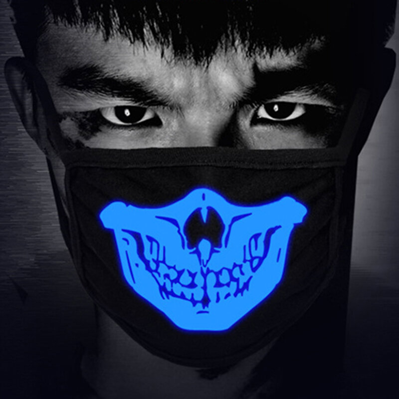 KPOP Cute Anime Bear Mask Night Glow In Dark Halloween Masquerade Cosplay Teeth Skull Masks Winter Dustproof Face Mask K-pop